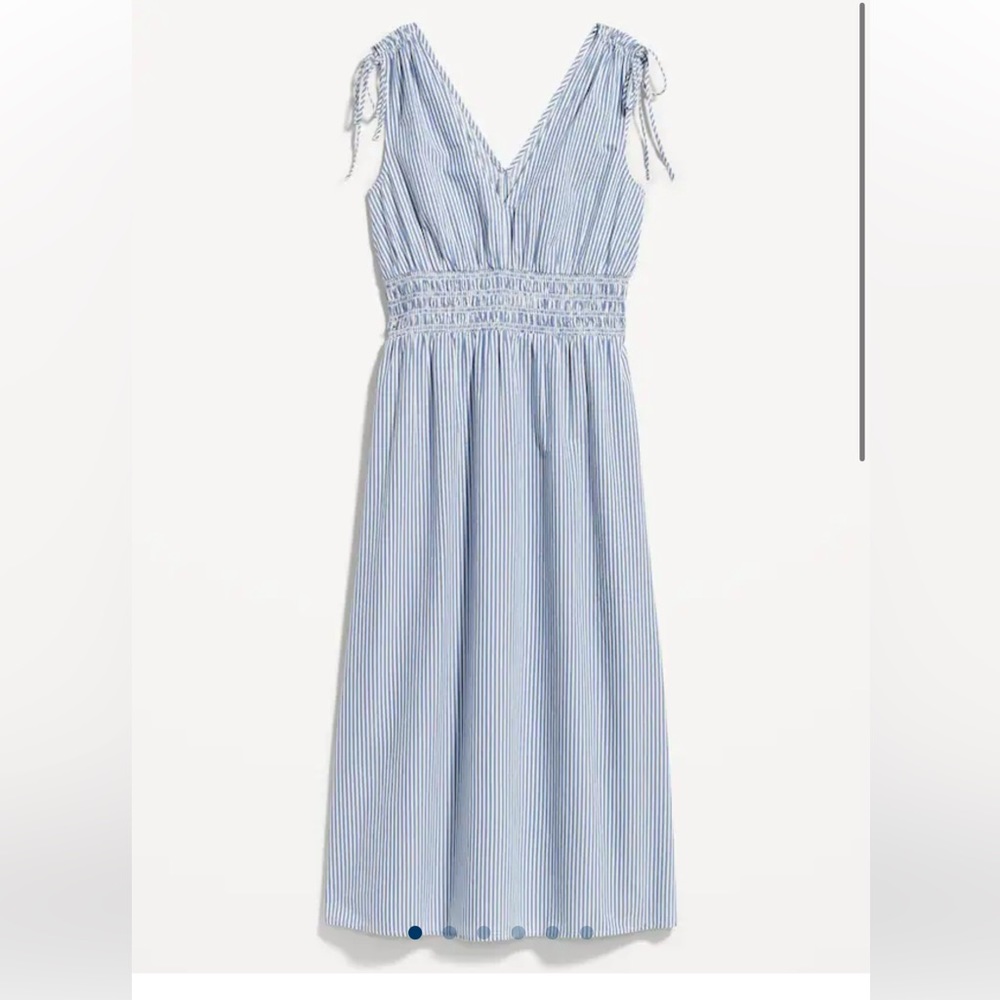 Old Navy Fit & Flare Striped Tie Shoulder Smocked Maxi Dress